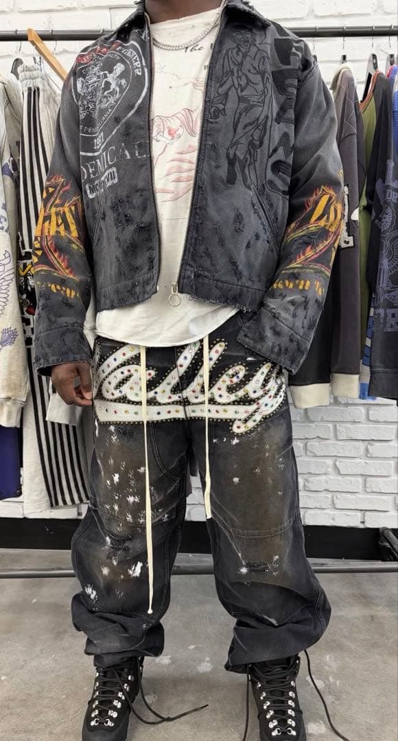 【valeforever】スタッツ ダメージ デニム