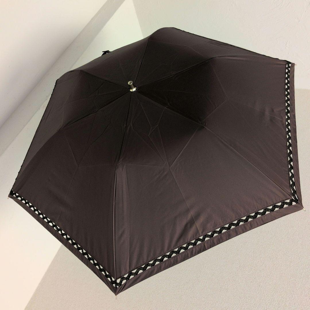 ビューランス　ブラウン×レース　折りたたみ晴雨兼用傘