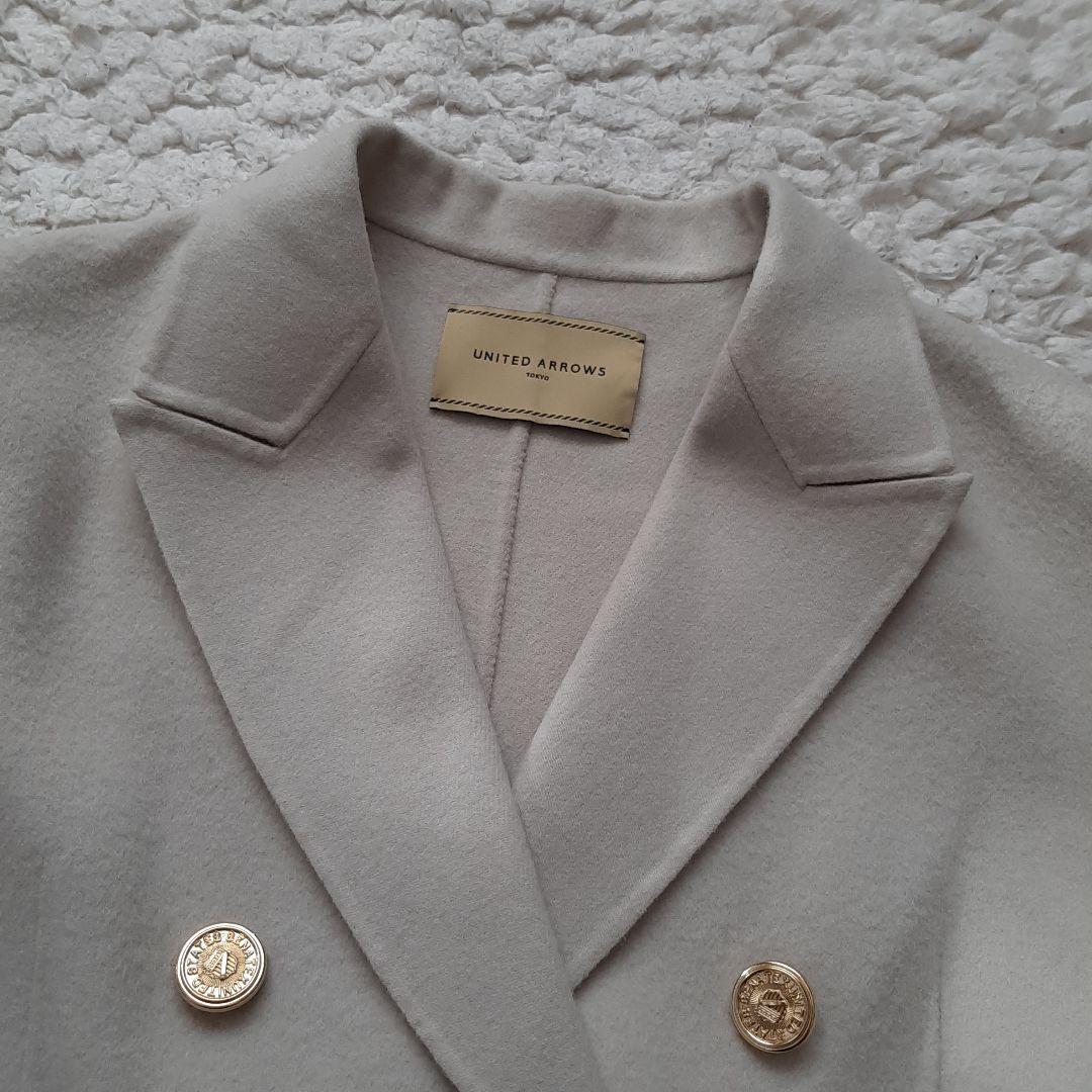 ユナイテッドアローズ ダブル ジャケット ベージュ S ウール 金ボタン 36
