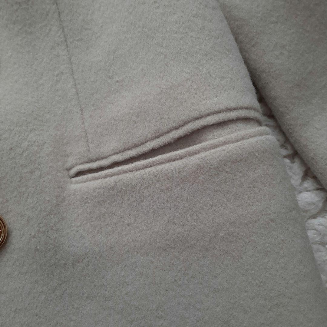 ユナイテッドアローズ ダブル ジャケット ベージュ S ウール 金ボタン 36