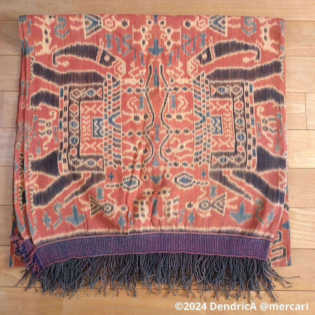 u*8様 ビンテージ　アジアン　オレンジ　フリンジラグ　象　エレファント　エスニ