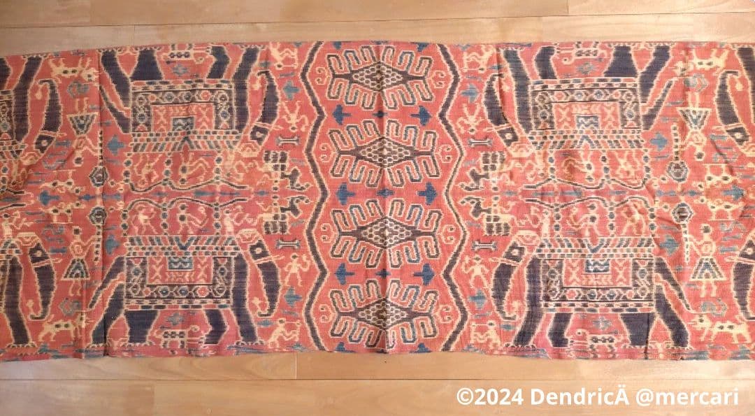 u*8様 ビンテージ　アジアン　オレンジ　フリンジラグ　象　エレファント　エスニ