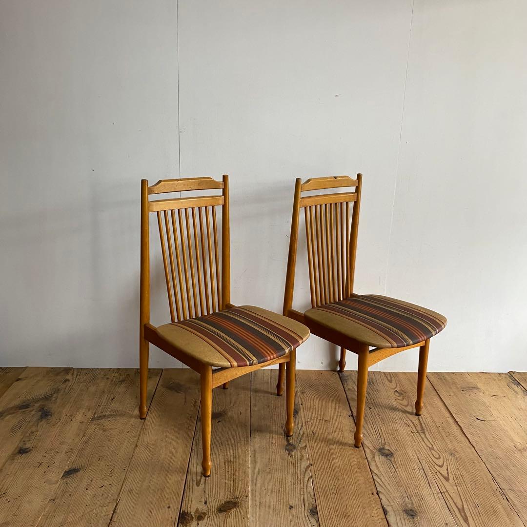 2脚セット ヴィンテージ ダイニングチェア 椅子 木製 レトロ モダン y110
