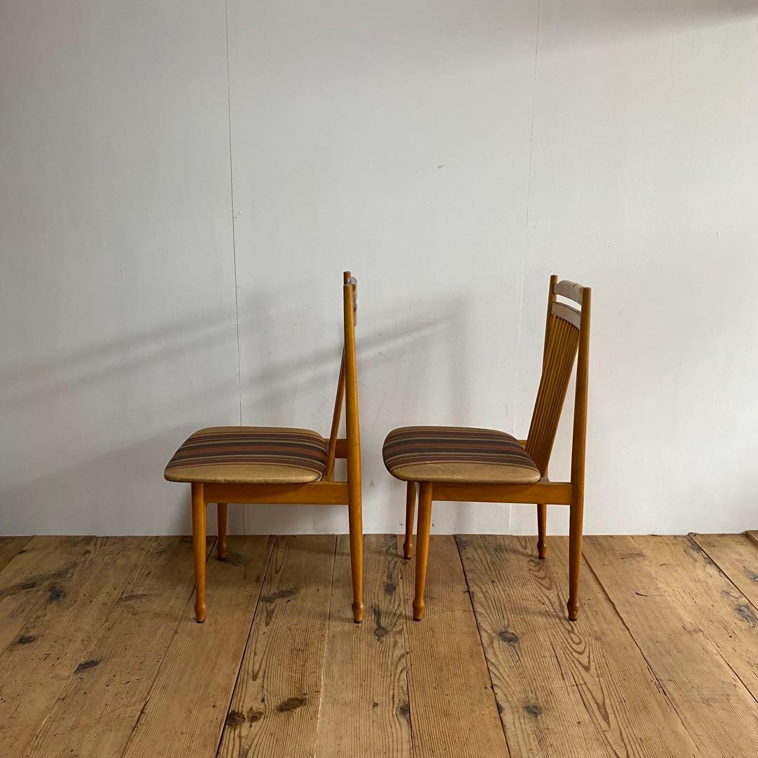 2脚セット ヴィンテージ ダイニングチェア 椅子 木製 レトロ モダン y110