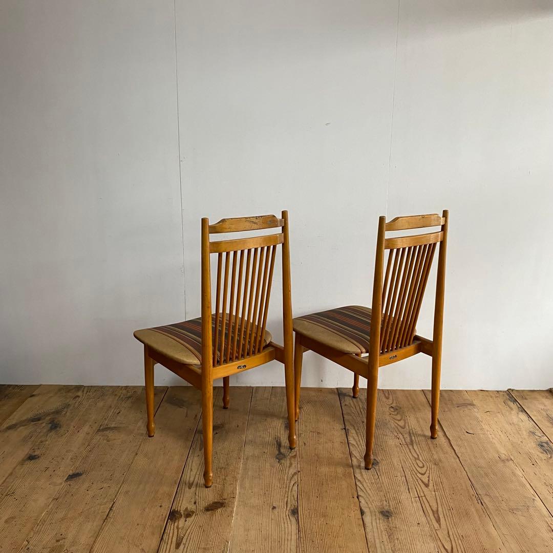 2脚セット ヴィンテージ ダイニングチェア 椅子 木製 レトロ モダン y110