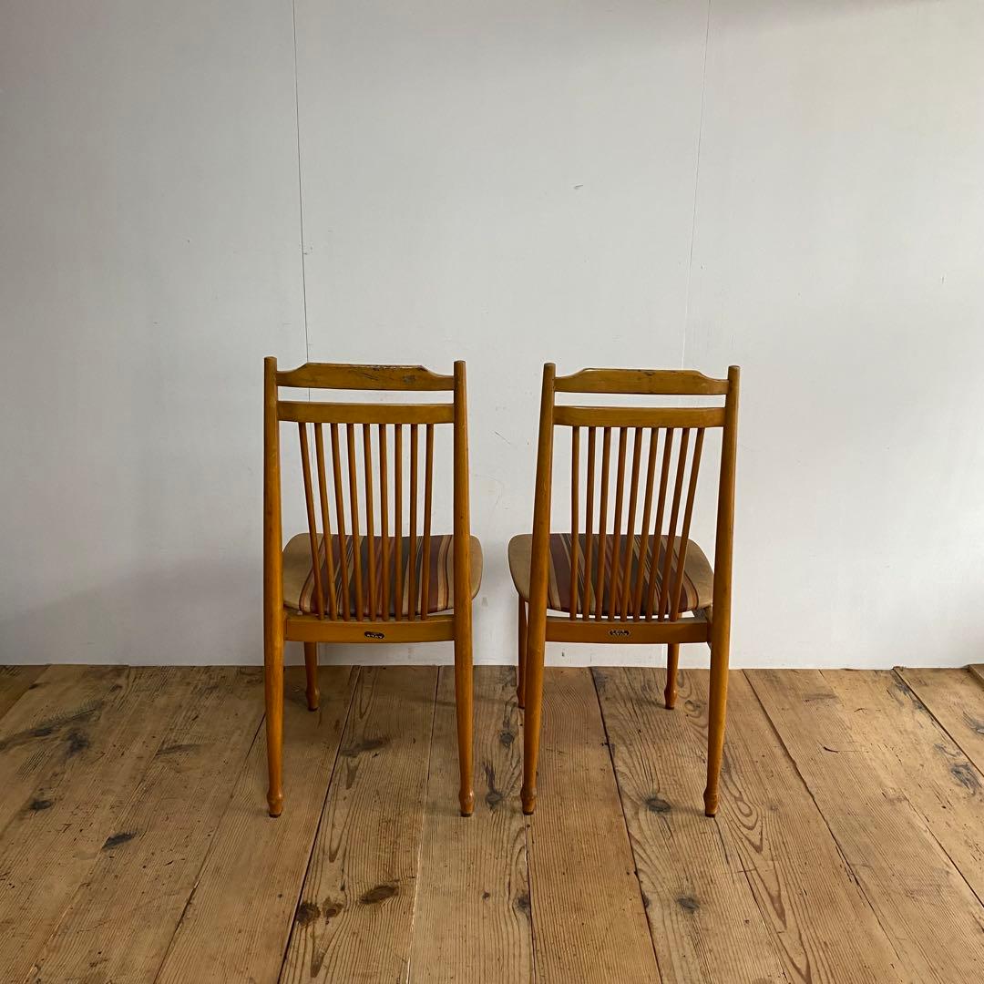 2脚セット ヴィンテージ ダイニングチェア 椅子 木製 レトロ モダン y110