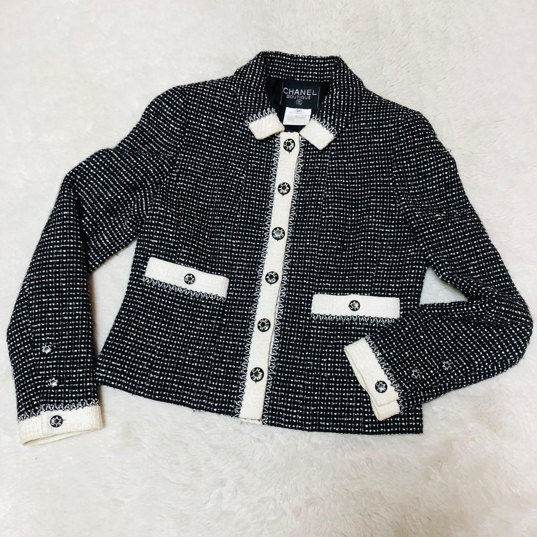 CHANEL ツイード ジャケット96C ヴィンテージ　ロゴボタン