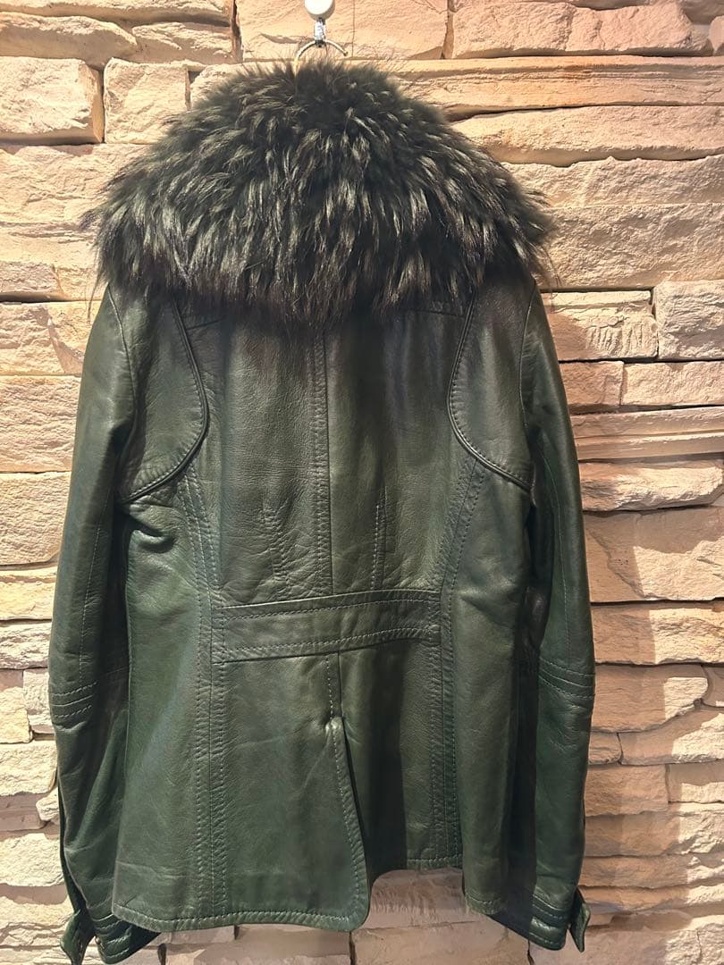 Marlboro Classics ファー付き 本革レザージャケット 深緑
