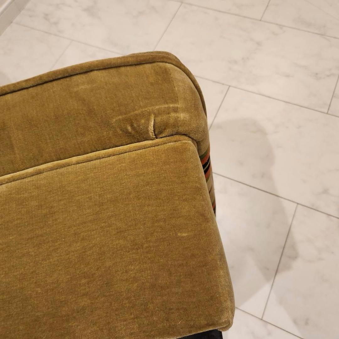 オールドカリモク　karimoku ストライプ　モケットアームレスシングルソファ