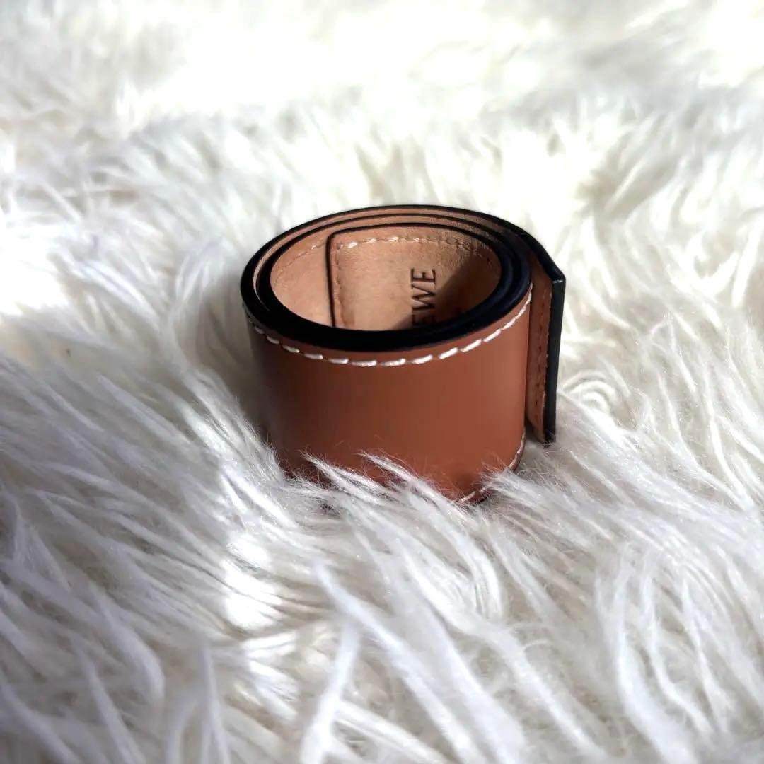 ✨美品✨ LOEWE スラップ・ブレスレット アナグラム レザー ブラウン