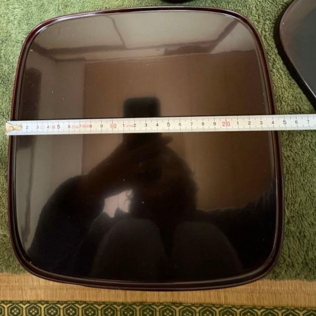 k*a様 美品‼︎ 川連高級漆器 くつわ盆　ワインカラー5枚セット 四角形盆　お