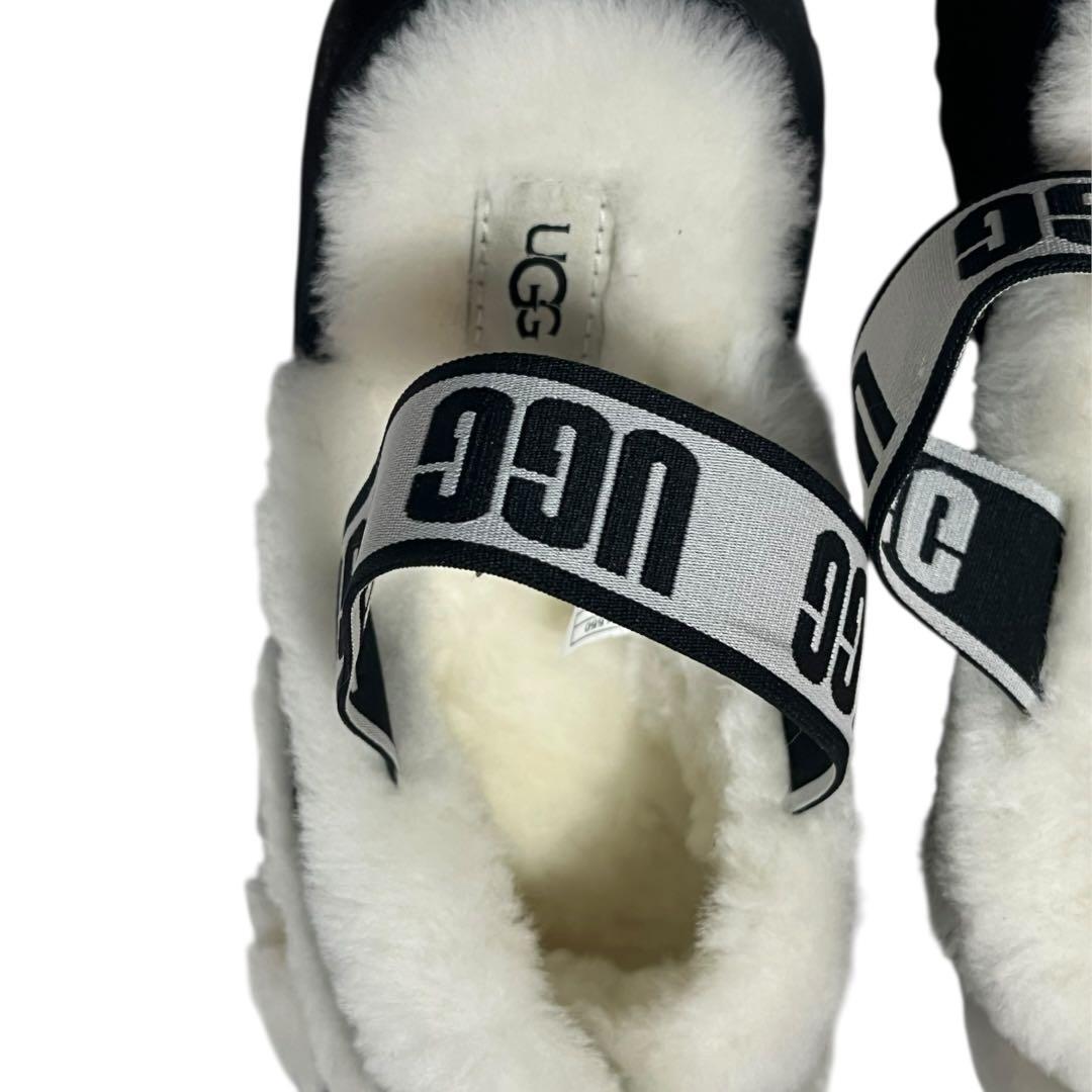 美品　アグ　UGG ディスコクロススライド　サンダル　ファー　25cm 白　黒