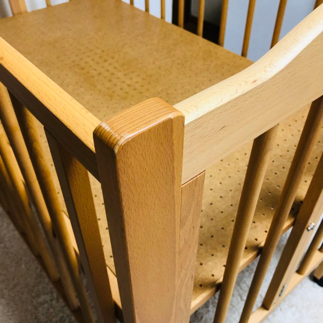 【美品】　日本製　スリーピー　ベビーベッド　ハイタイプ　折りたたみ　木製