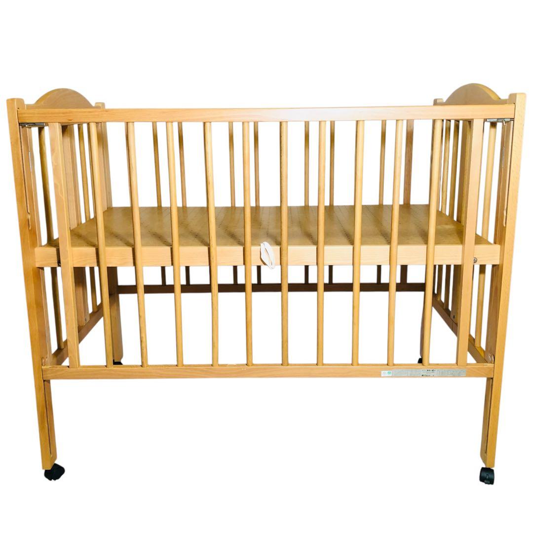 【美品】　日本製　スリーピー　ベビーベッド　ハイタイプ　折りたたみ　木製