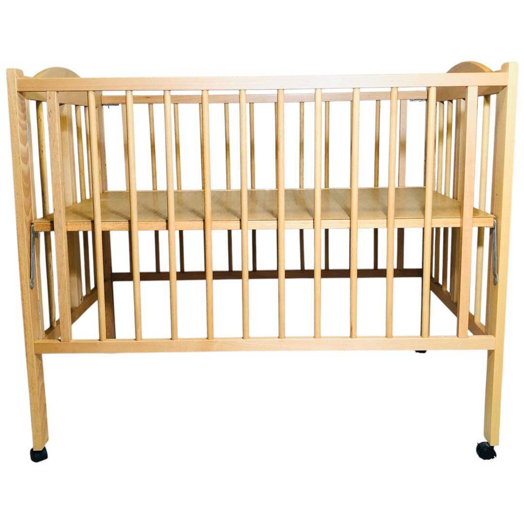 【美品】　日本製　スリーピー　ベビーベッド　ハイタイプ　折りたたみ　木製