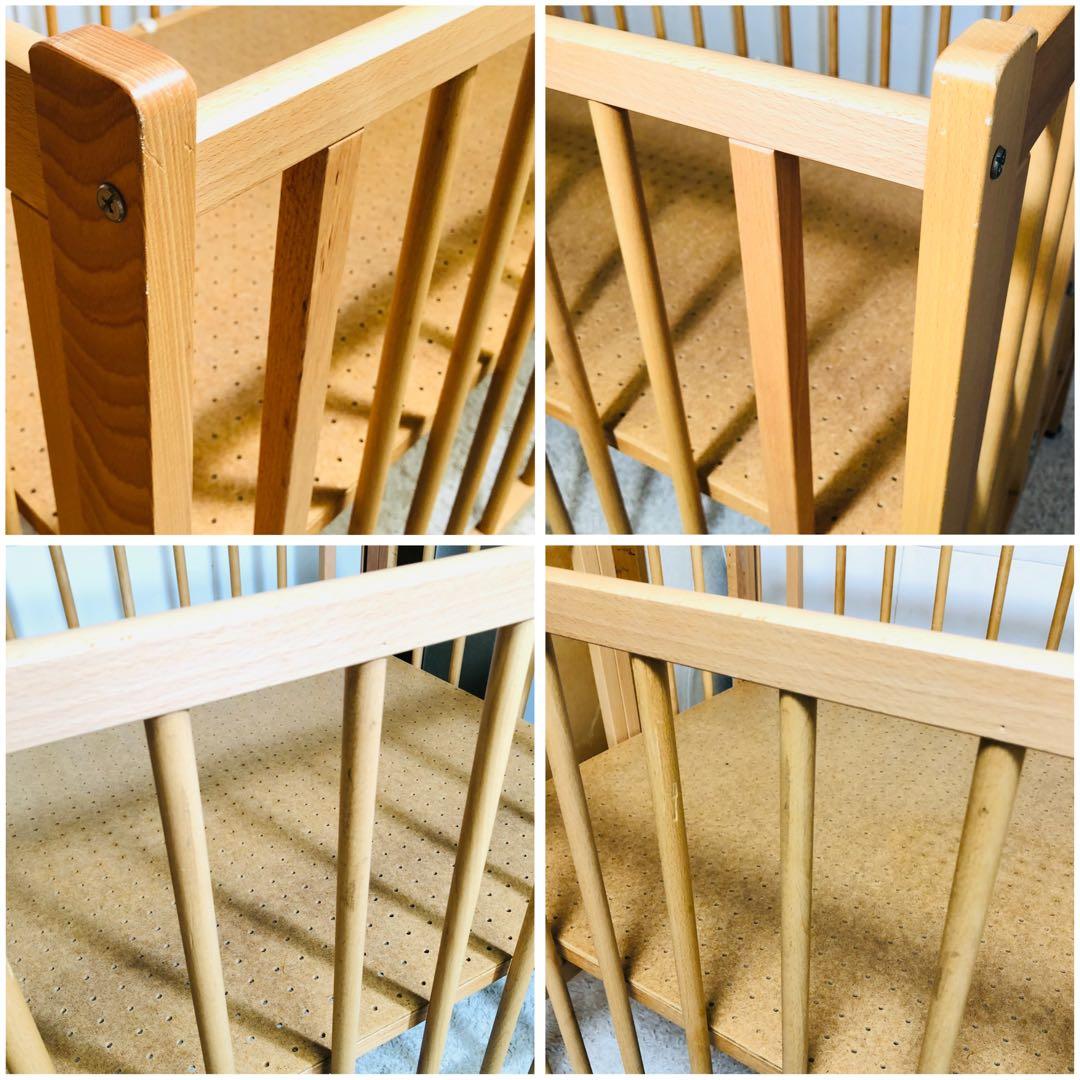 【美品】　日本製　スリーピー　ベビーベッド　ハイタイプ　折りたたみ　木製