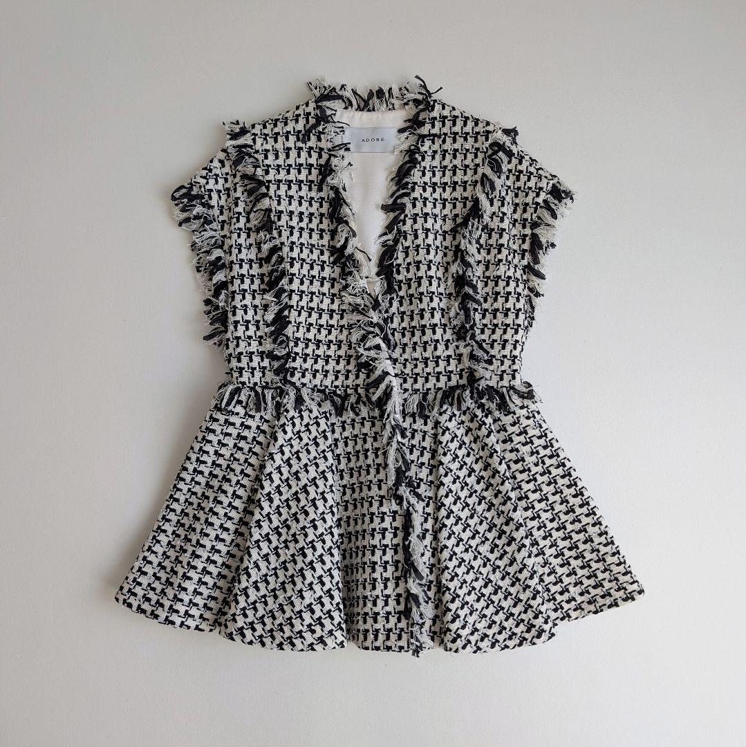 ADORE コットンチェックツィードジレ アドーア ベスト 日本製