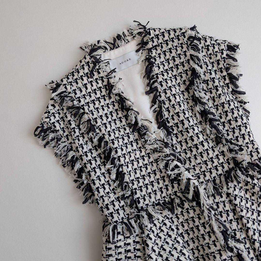 ADORE コットンチェックツィードジレ アドーア ベスト 日本製