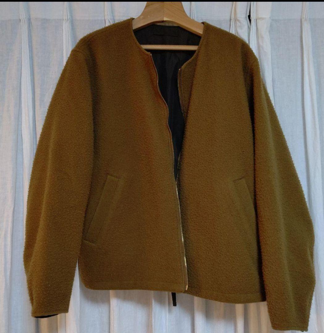 1月3日迄 unfil ノーカラーリバーシブルジャケットウール100% サイズL