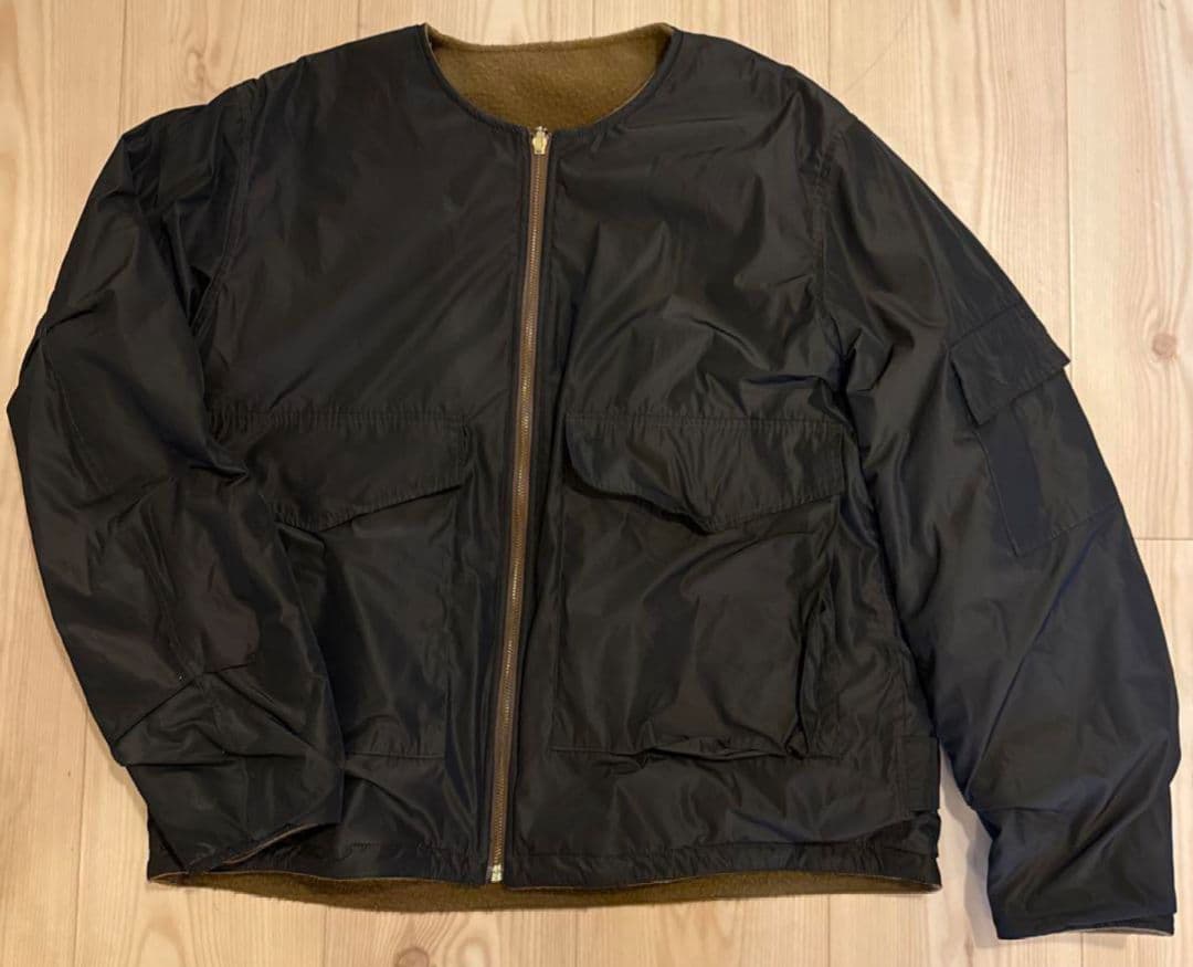 1月3日迄 unfil ノーカラーリバーシブルジャケットウール100% サイズL