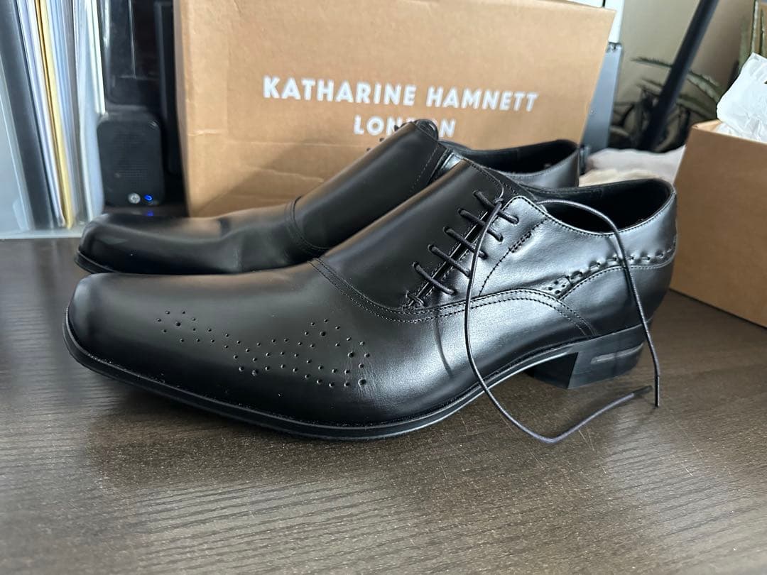 KATHARINE HAMNETTキャサリンハムネット本革26.5cmブラック