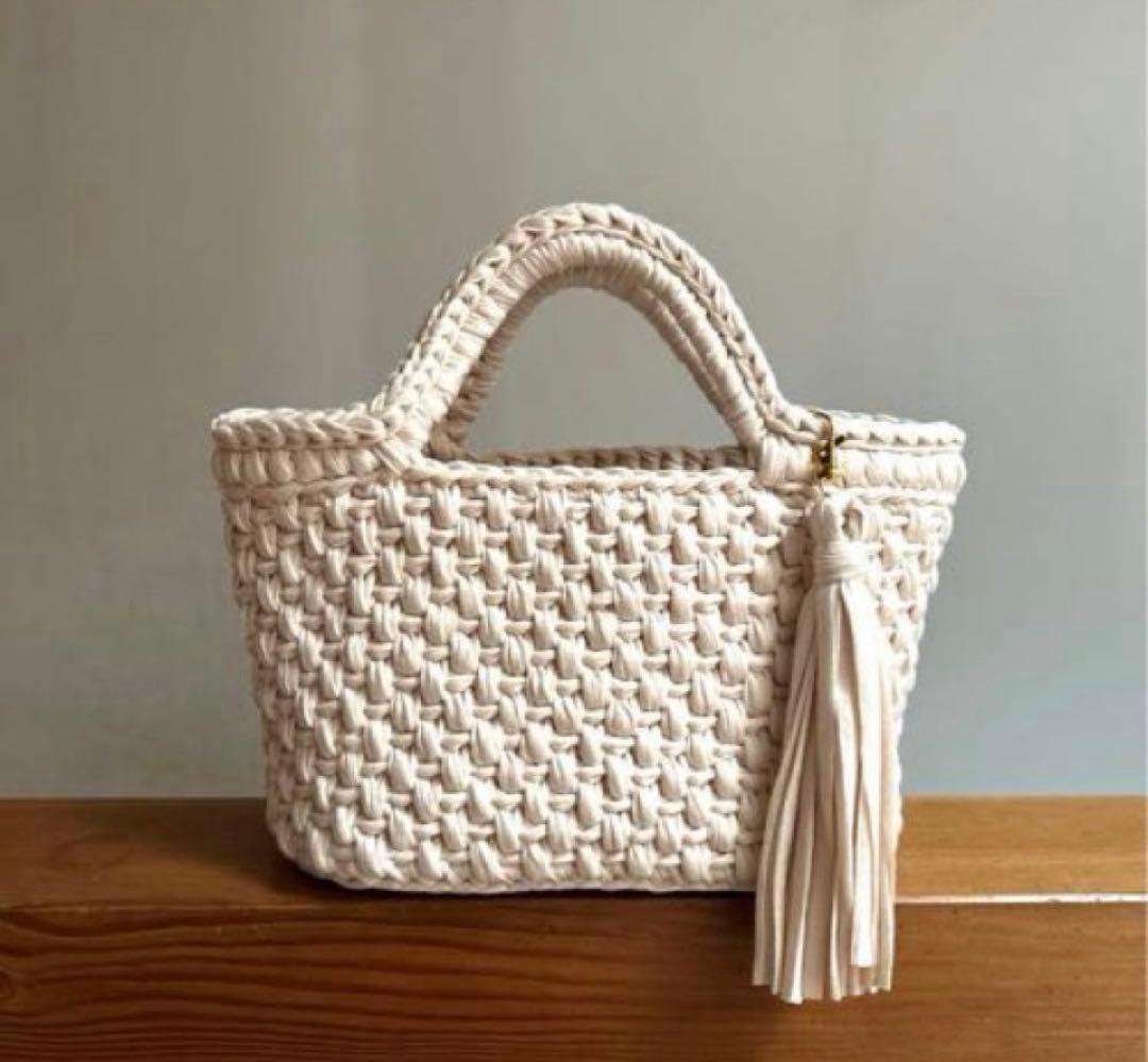 piko様♡ズパゲッティ マルシェバッグ　斜め模様　ベルベット