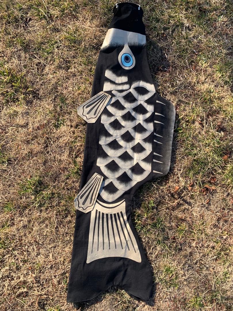 歌川広重「名所江戸百景　水道橋駿河台」手描き鯉のぼり　黒　1.5m　単品鯉のぼり