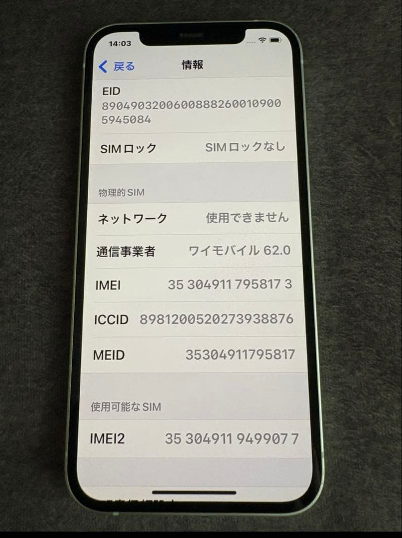 Apple iPhone 12 ミントグリーン本体　64GB