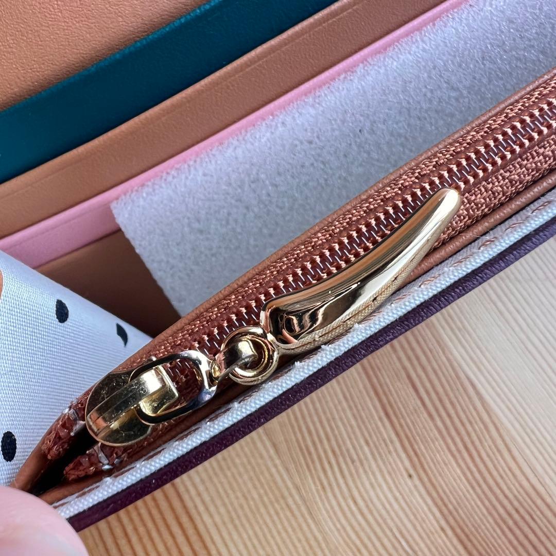 美品✨ツモリチサト スカラップコンビ フリル 長財布 キャメル