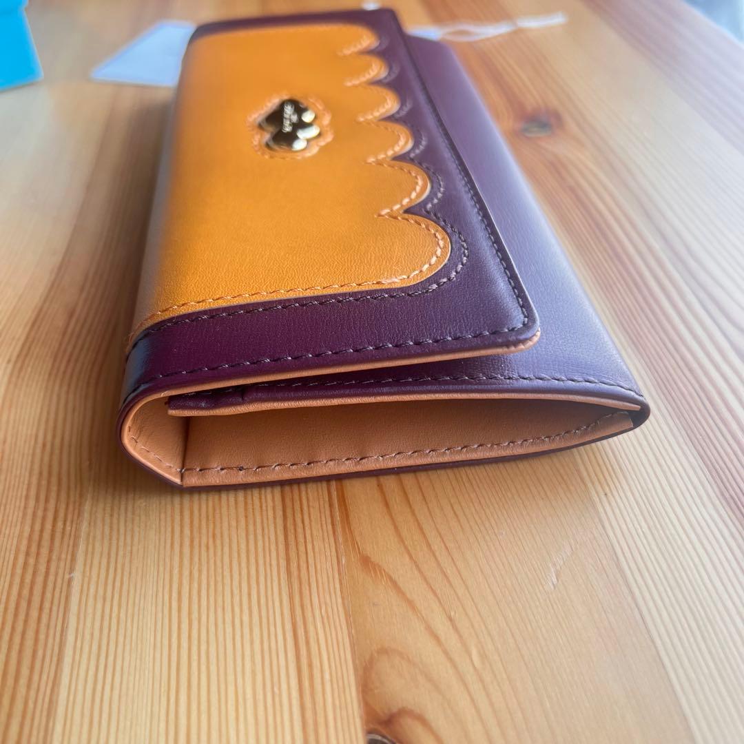 美品✨ツモリチサト スカラップコンビ フリル 長財布 キャメル