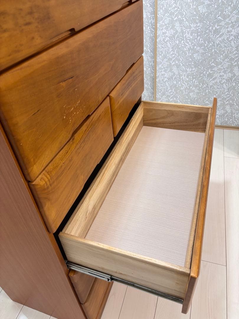 幅90 木製ハイチェスト 洋服タンス　ナチュラルカラー