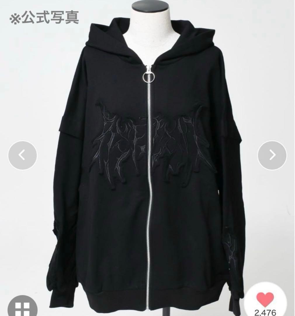 REFLEM レフレム 猫耳ZIPパーカー ジップパーカー 黒 刺繍