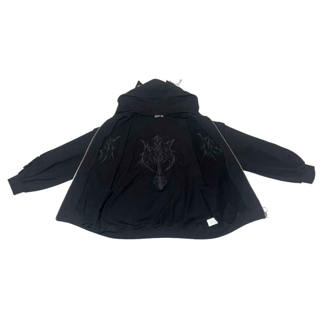 REFLEM レフレム 猫耳ZIPパーカー ジップパーカー 黒 刺繍