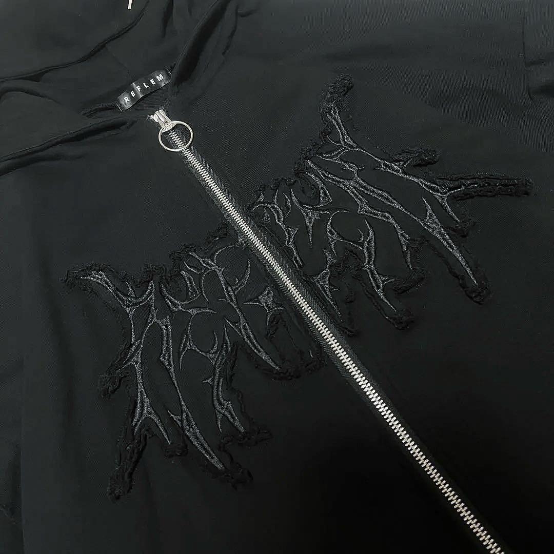 REFLEM レフレム 猫耳ZIPパーカー ジップパーカー 黒 刺繍