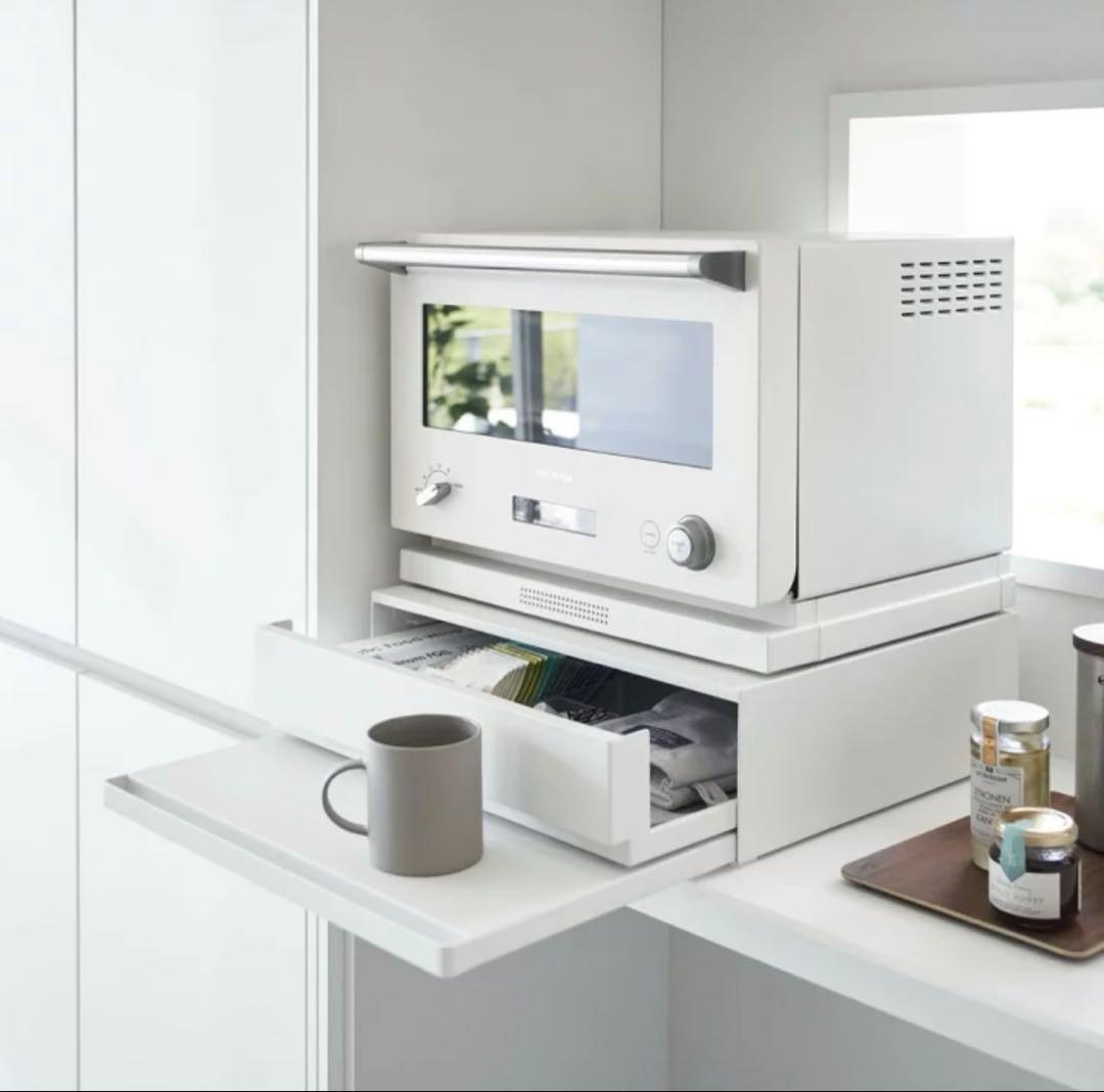 山崎実業 ツーウェイ キッチン家電下引き出し&スライドテーブル タワー W45