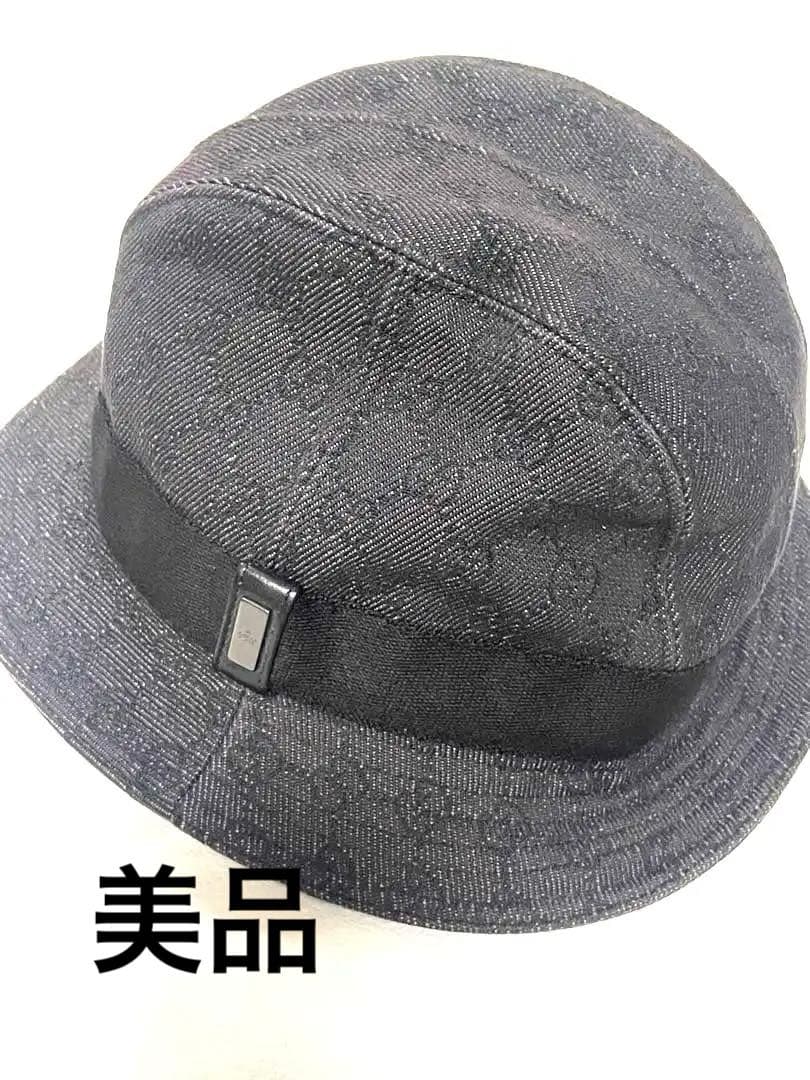 GUCCI グッチ　バケットハット モノグラム　ブラック