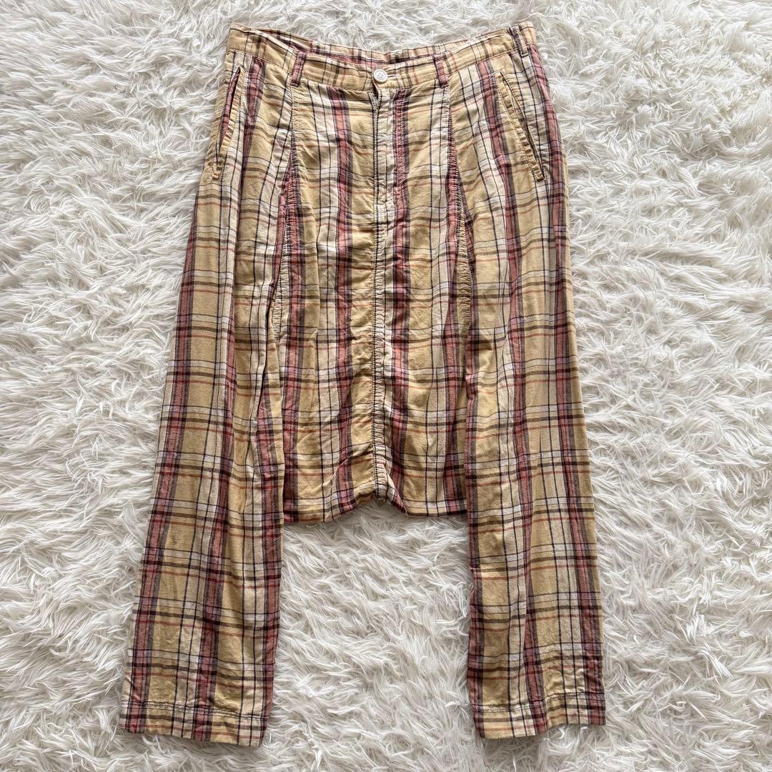 【コムデギャルソンオムプリュス】AD2009　サルエルパンツ XS　黄　チェック