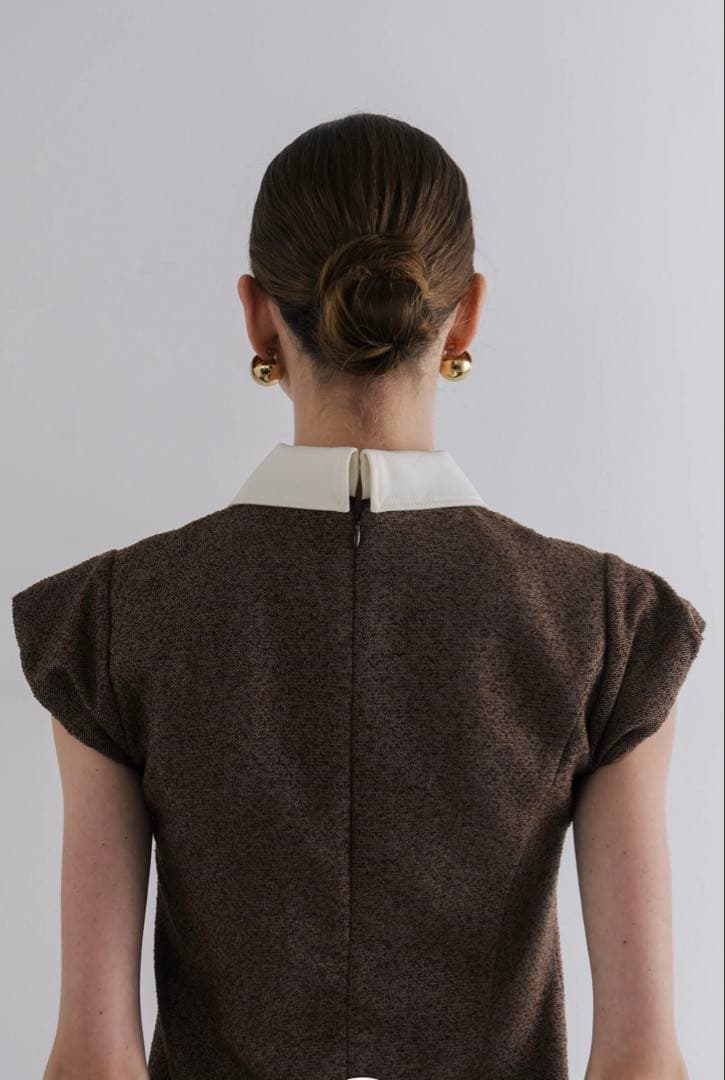 the toe Leopold Tweed Dress Mサイズ ブラウン