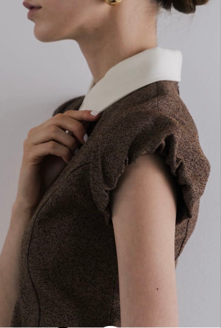 the toe Leopold Tweed Dress Mサイズ ブラウン