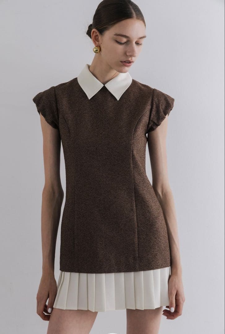 the toe Leopold Tweed Dress Mサイズ ブラウン