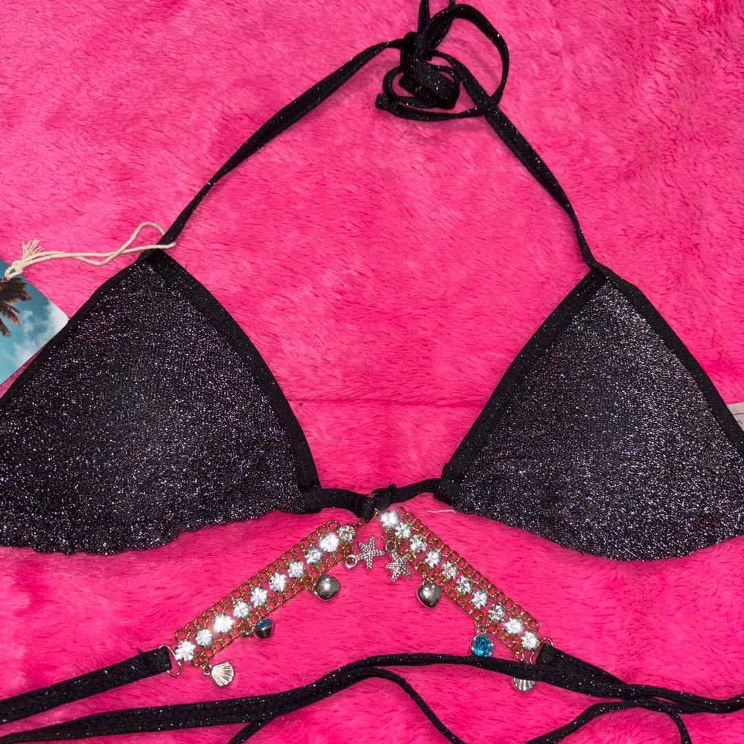 海外輸入品　新品　未使用　ギャル系ブラックグリッタビキニ水着