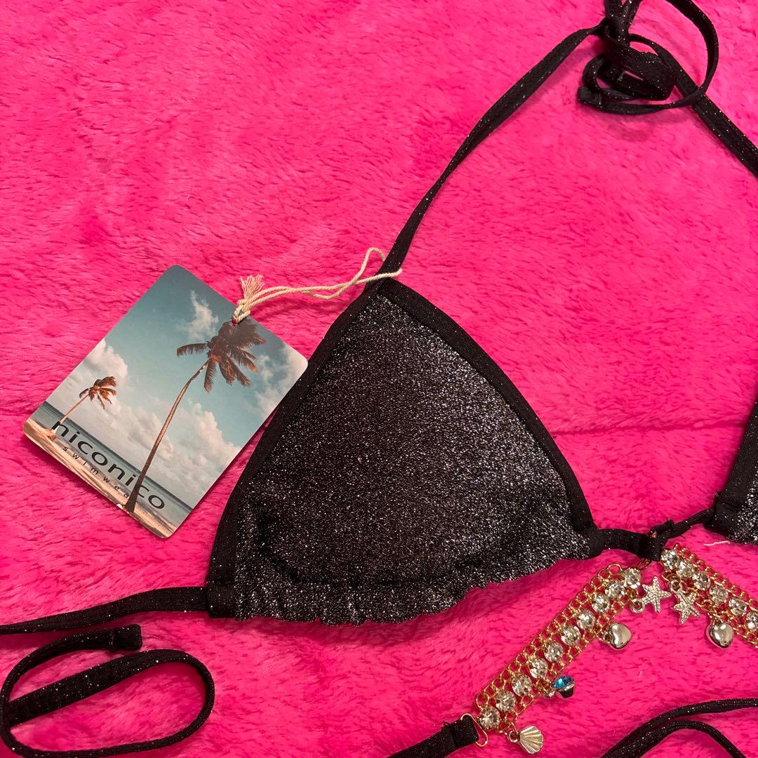 海外輸入品　新品　未使用　ギャル系ブラックグリッタビキニ水着