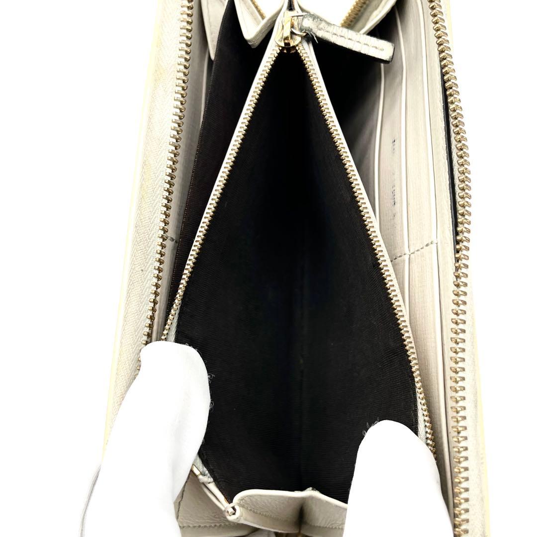 GUCCI ラウンドファスナー　ホースビット　PVCレザー GGマーモント　茶色