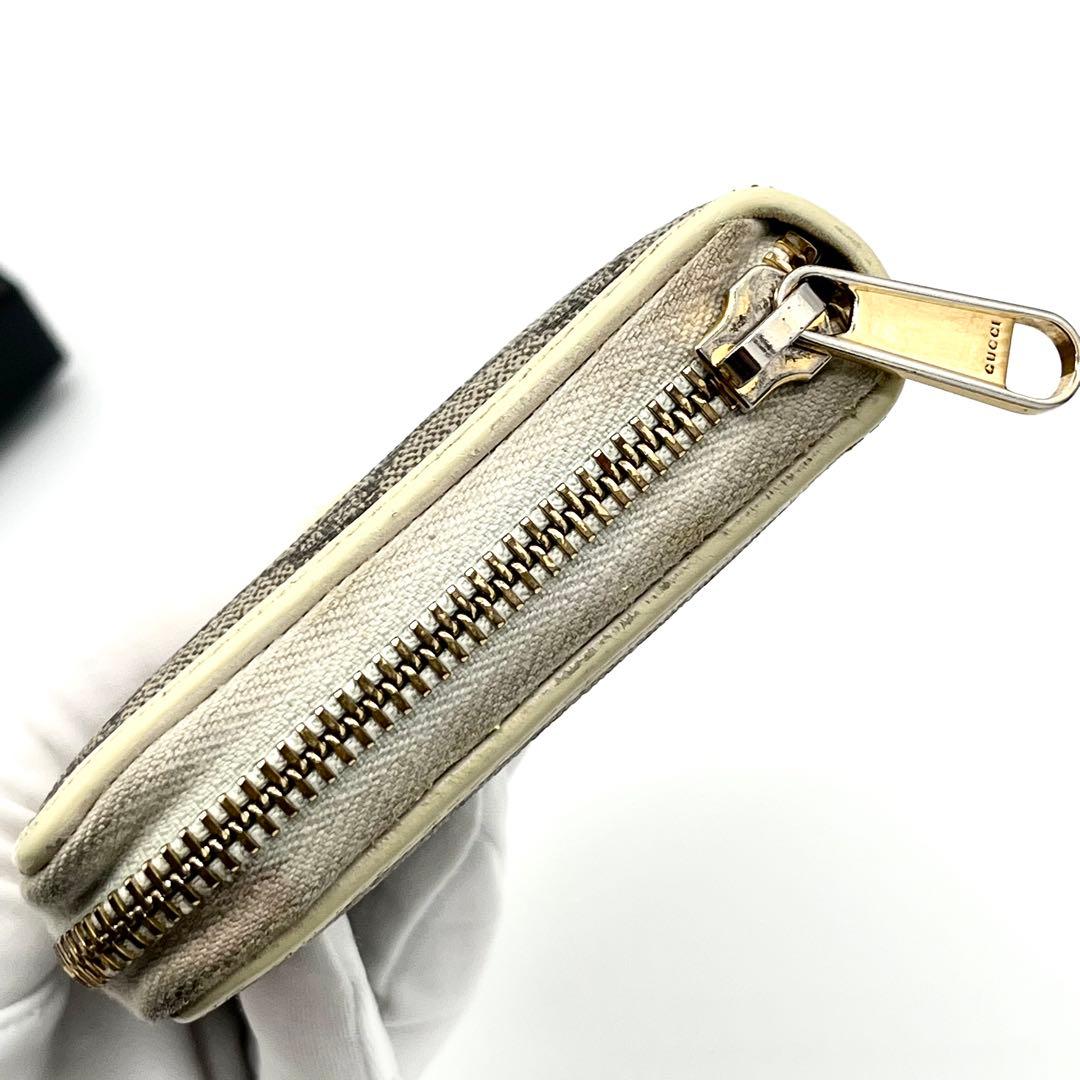 GUCCI ラウンドファスナー　ホースビット　PVCレザー GGマーモント　茶色