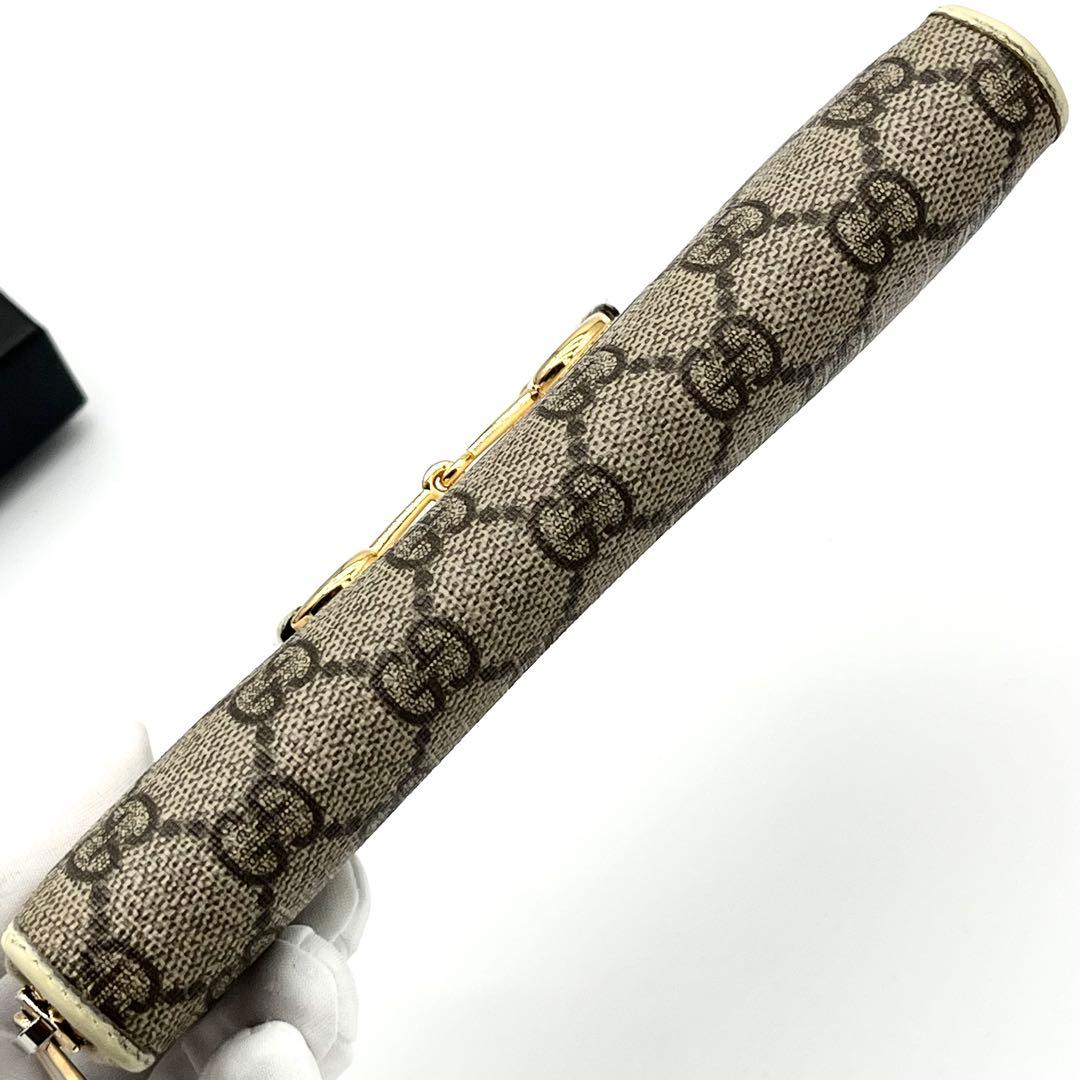 GUCCI ラウンドファスナー　ホースビット　PVCレザー GGマーモント　茶色