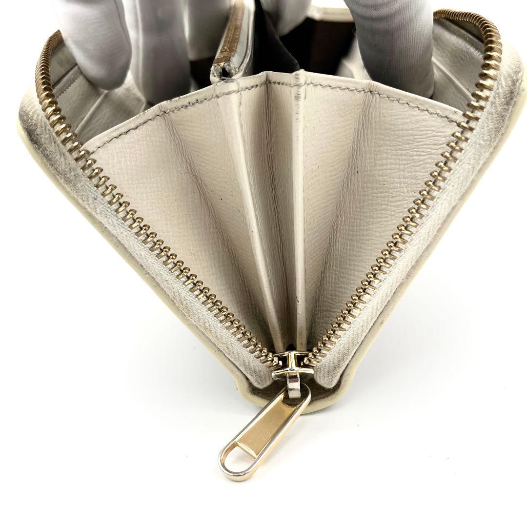 GUCCI ラウンドファスナー　ホースビット　PVCレザー GGマーモント　茶色