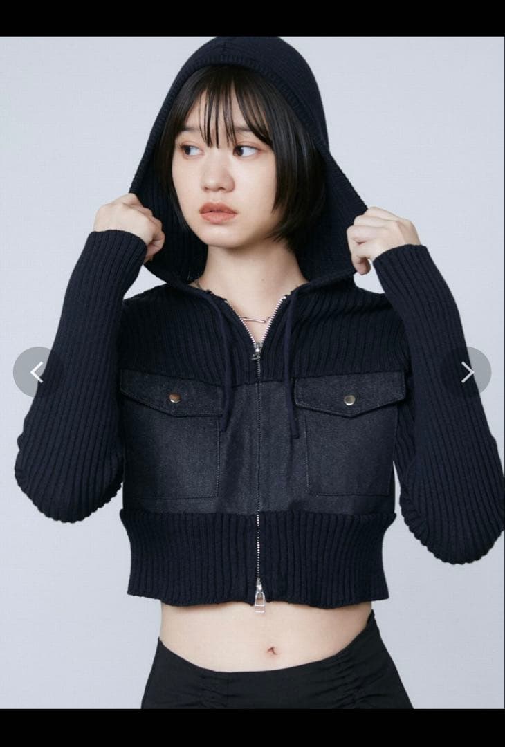 EMODA ドッキングポケットニットパーカー　リブワンピース　セットアップ