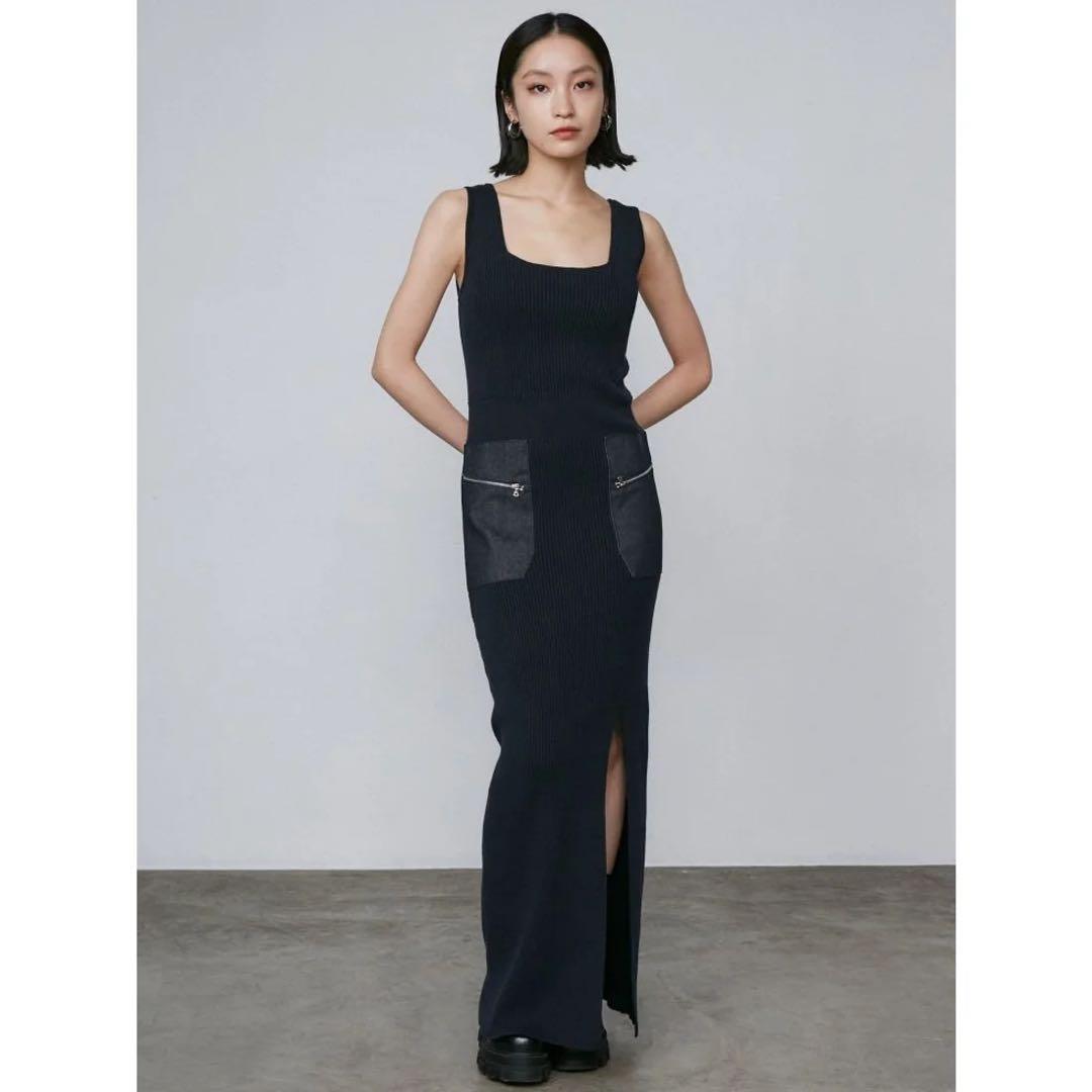 EMODA ドッキングポケットニットパーカー　リブワンピース　セットアップ