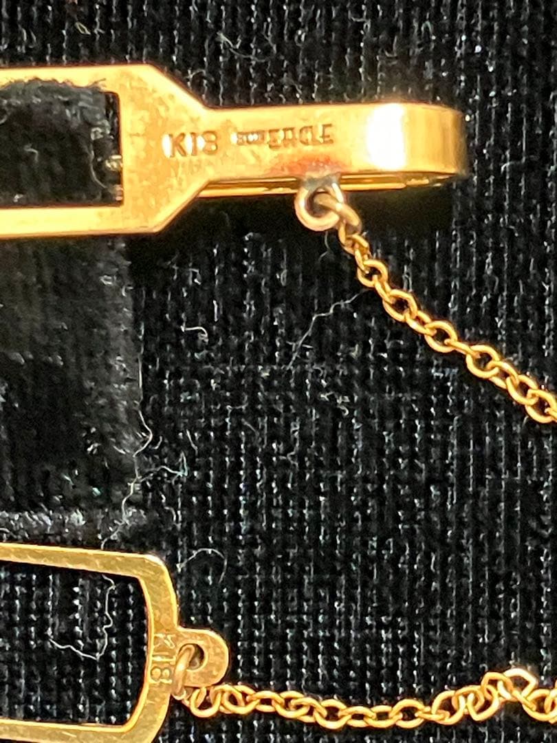 K18 ゴールドネクタイピン ゴールド サンイーグルボトル型チェーン　ルビー