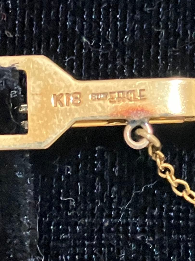 K18 ゴールドネクタイピン ゴールド サンイーグルボトル型チェーン　ルビー